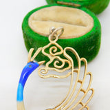 Sterling Silver Gilt & Colourful Enamel Peacock Drop Pendant Vintage c1980