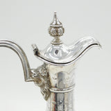 19th Century Silver Plated Etched Glass Lion & Swan Claret Jug Antique c1860