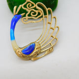 Sterling Silver Gilt & Colourful Enamel Peacock Drop Pendant Vintage c1980