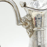 19th Century Silver Plated Etched Glass Lion & Swan Claret Jug Antique c1860