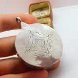 19th Century Ottoman Sterling Silver Carved Glass Sand Compass c1840 Antique