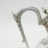 19th Century Silver Plated Etched Glass Lion & Swan Claret Jug Antique c1860