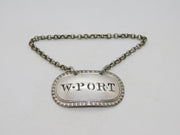 George III Sterling Silver W. 'White Port' Decanter Label Antique 1808 London