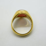 18ct Yellow Gold Carnelian Agate Centurion Intaglio Signet Ring Vintage 1968 London