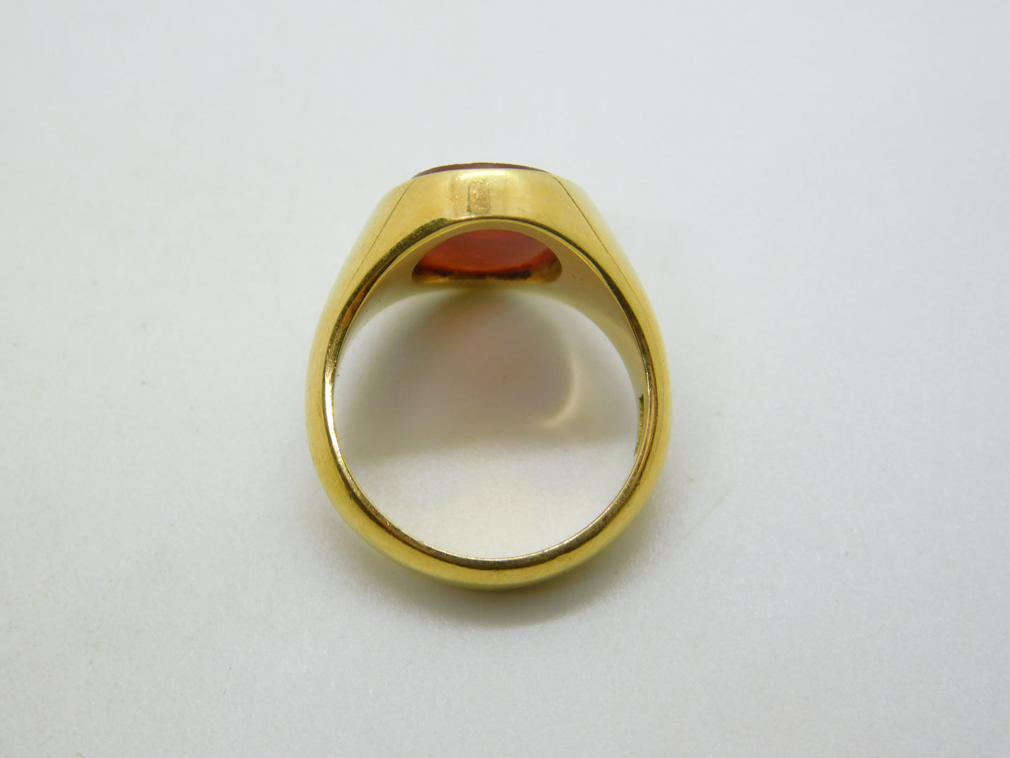 18ct Yellow Gold Carnelian Agate Centurion Intaglio Signet Ring Vintage 1968 London