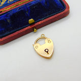 9ct Rose Gold Charm Bracelet Heart Lock Clasp Antique c1920 Art Deco