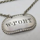 George III Sterling Silver W. 'White Port' Decanter Label Antique 1808 London