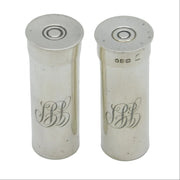 Edwardian Sterling Silver Shooting Interest Pepper Shakers Antique 1902 London