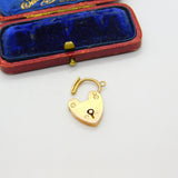 9ct Rose Gold Charm Bracelet Heart Lock Clasp Antique c1920 Art Deco
