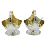 Edwardian Sterling Silver Basket Form Pair of Salt Cellars Antique 1905 London
