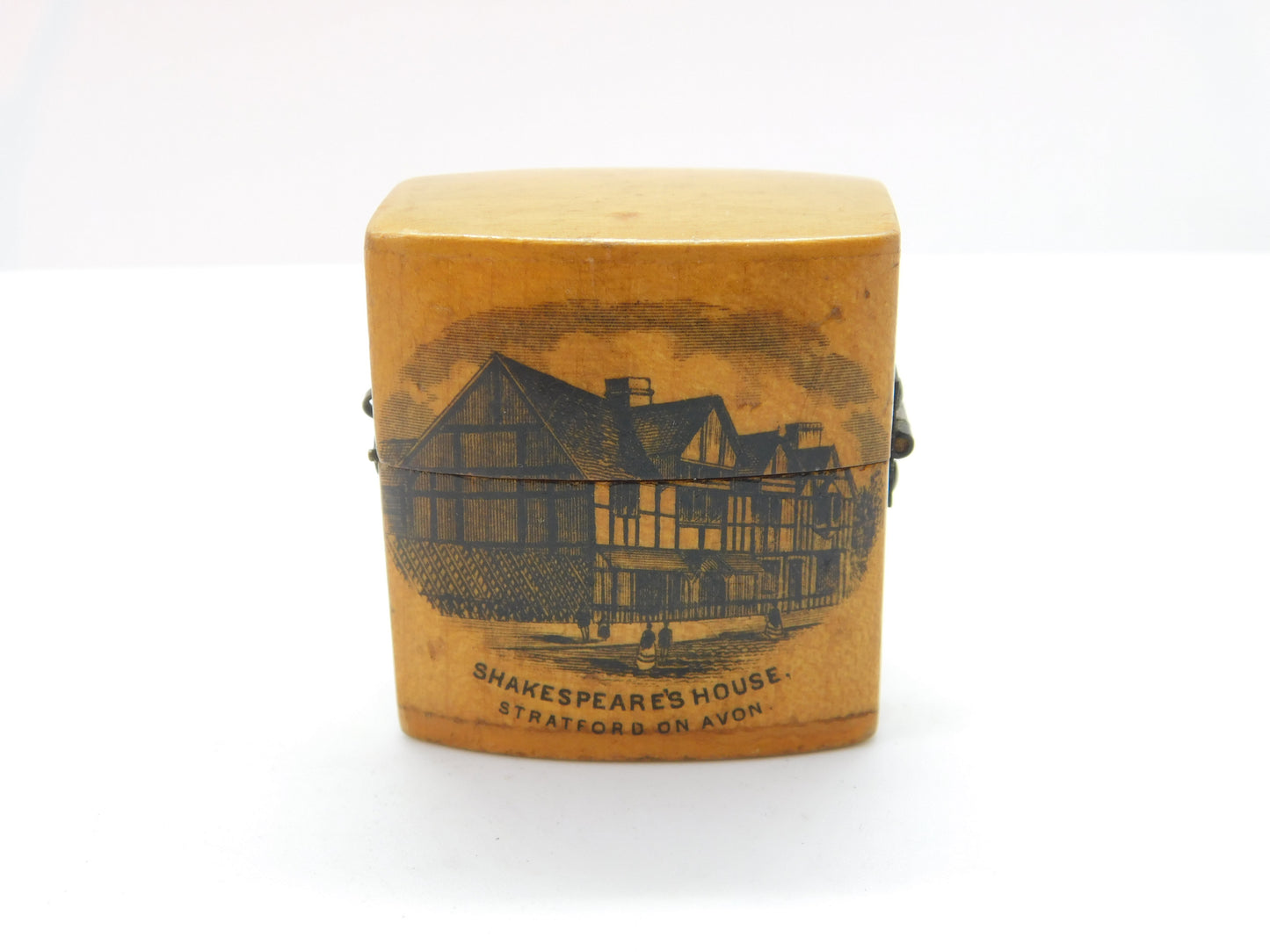 Victorian Mauchline Ware Shakespeare's House Jewellery Ring Box c1880 Antique