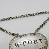 George III Sterling Silver W. 'White Port' Decanter Label Antique 1808 London