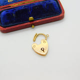 9ct Rose Gold Charm Bracelet Heart Lock Clasp Antique c1920 Art Deco