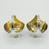 Edwardian Sterling Silver Basket Form Pair of Salt Cellars Antique 1905 London