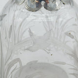 19th Century Silver Plated Etched Glass Lion & Swan Claret Jug Antique c1860