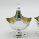 Edwardian Sterling Silver Basket Form Pair of Salt Cellars Antique 1905 London
