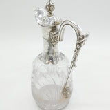 19th Century Silver Plated Etched Glass Lion & Swan Claret Jug Antique c1860