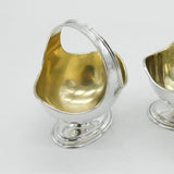 Edwardian Sterling Silver Basket Form Pair of Salt Cellars Antique 1905 London
