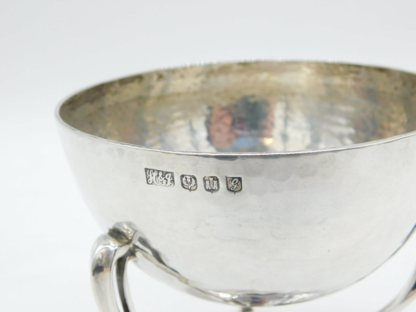 Arts & Crafts Scottish Sterling Silver Planished Golf Trophy Antique 1937 Edinburgh