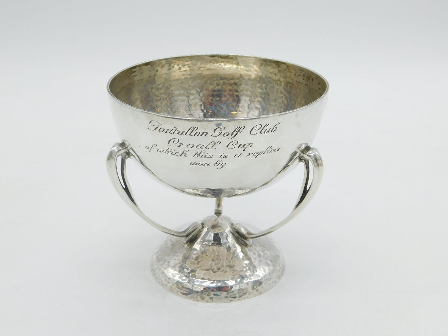Arts & Crafts Scottish Sterling Silver Planished Golf Trophy Antique 1937 Edinburgh