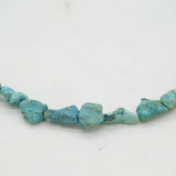 Sterling Silver & Raw Turquoise Set Beaded Chain Necklace Vintage c1970