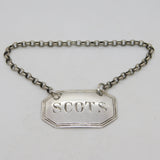 Victorian Sterling Silver 'Scots' Scotch Whisky Decanter Label Antique 1898 London