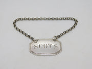 Victorian Sterling Silver 'Scots' Scotch Whisky Decanter Label Antique 1898 London