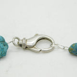 Sterling Silver & Raw Turquoise Set Beaded Chain Necklace Vintage c1970