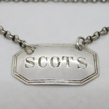 Victorian Sterling Silver 'Scots' Scotch Whisky Decanter Label Antique 1898 London