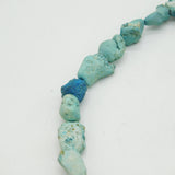 Sterling Silver & Raw Turquoise Set Beaded Chain Necklace Vintage c1970