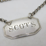 Victorian Sterling Silver 'Scots' Scotch Whisky Decanter Label Antique 1898 London