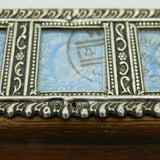 Edwardian Sterling Silver & Oak Three-Part Stamp Box Antique 1906 Birmingham