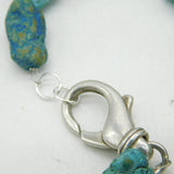 Sterling Silver & Raw Turquoise Set Beaded Chain Necklace Vintage c1970
