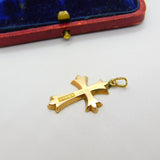 Edwardian 9ct Yellow Gold Floral Pattern Cross Pendant 1904 Birmingham Antique