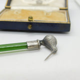 Frank Hyams Victorian Sterling Silver Nephrite Jade Kiwi Spoon Antique 1900