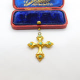 Georgian Rolled Gold & Turquoise Cross Pendant c1830 Antique Regency
