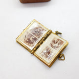 Edwardian Gilt Metal Blue Enamel Religious Picture Book Charm c1910 Antique