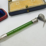 Frank Hyams Victorian Sterling Silver Nephrite Jade Kiwi Spoon Antique 1900