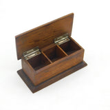 Edwardian Sterling Silver & Oak Three-Part Stamp Box Antique 1906 Birmingham
