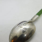 Frank Hyams Victorian Sterling Silver Nephrite Jade Kiwi Spoon Antique 1900