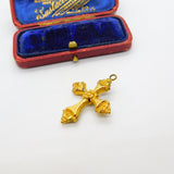 Georgian Rolled Gold & Turquoise Cross Pendant c1830 Antique Regency