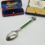 Frank Hyams Victorian Sterling Silver Nephrite Jade Kiwi Spoon Antique 1900
