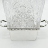 Sterling Silver & Cut Glass Large Celery Dish Antique 1938 Birmingham Art Deco