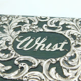 Edwardian Sterling Silver Mounted Leather 'Whist' Playing Card Box Antique 1902 Birmingham