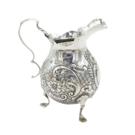 Victorian Sterling Silver Floral Baluster Cream Jug Antique 1899 Birmingham