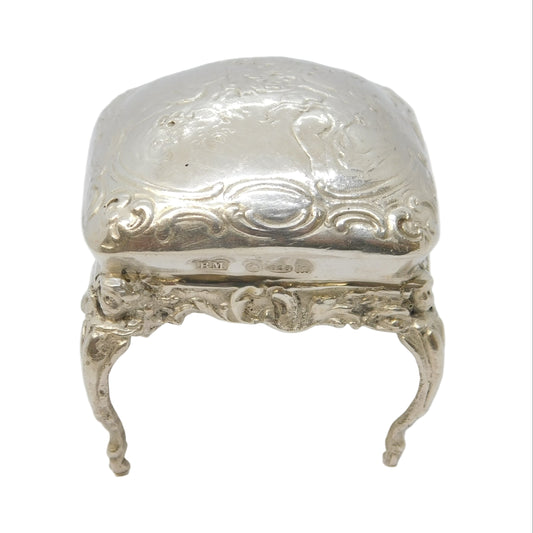 Edwardian Sterling Silver Dolls House Stool Ornament Antique 1909 London
