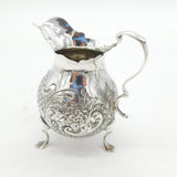 Victorian Sterling Silver Floral Baluster Cream Jug Antique 1899 Birmingham