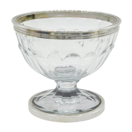 George III Sterling Silver Mounted Cut Glass Pedestal Sugar Bowl Antique c1800