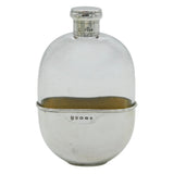 Victorian Sterling Silver & Glass Hip Flask with Stirrup Cup Antique Birmingham