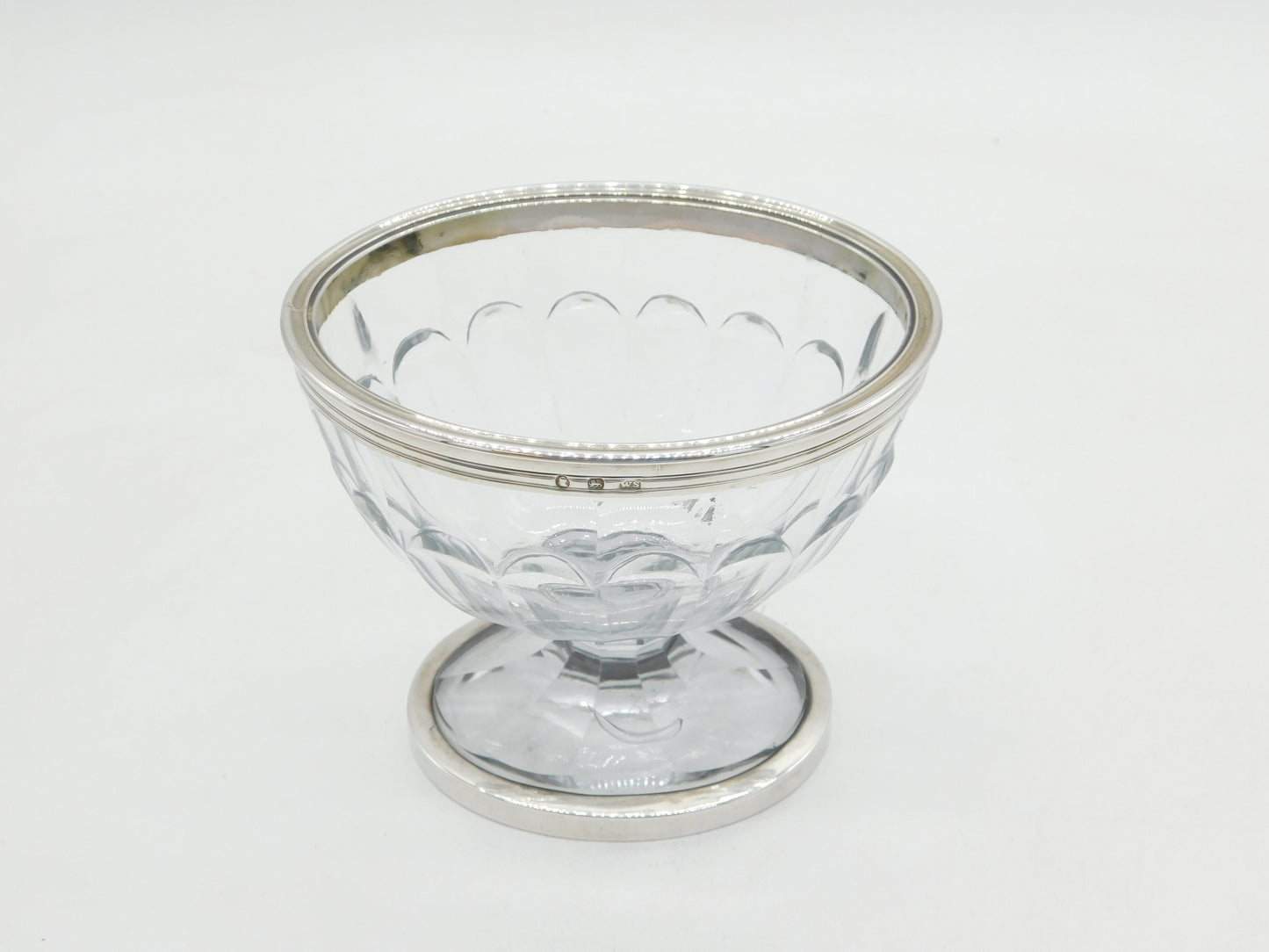 George III Sterling Silver Mounted Cut Glass Pedestal Sugar Bowl Antique c1800